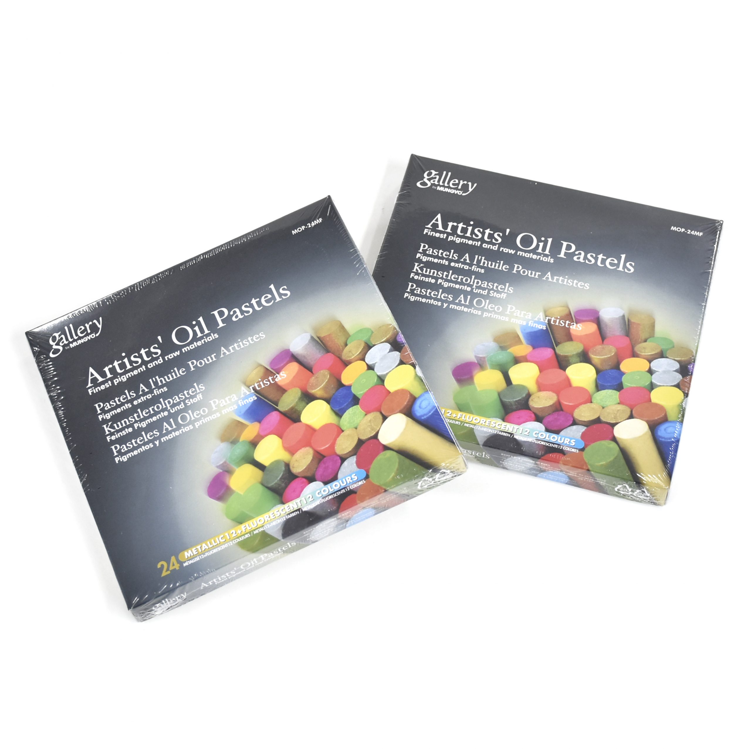 MUNGYO Oil Pastels 24's Asst Color MOP24MF (12pcs Metallic & 12pcs  Fluorescent) (#A081)